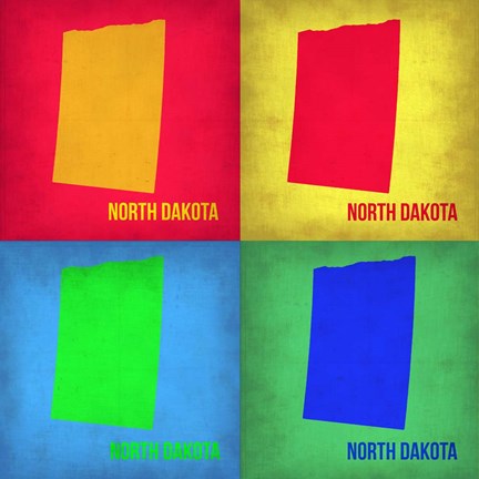 Framed North Dakota Pop Art Map 1 Print