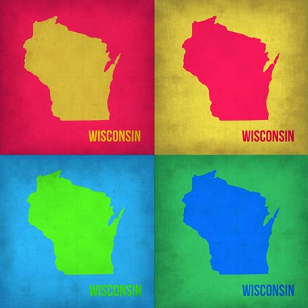 Framed Wisconsin Pop Art Map 1 Print