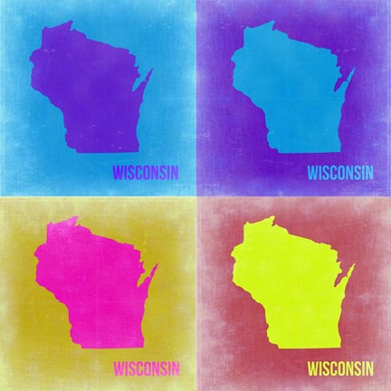 Framed Wisconsin Pop Art Map 3 Print