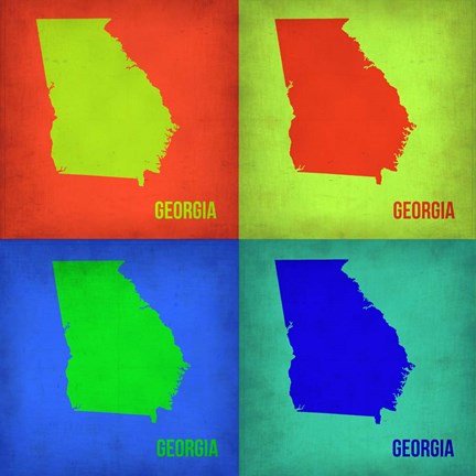 Framed Georgia Pop Art Map 1 Print