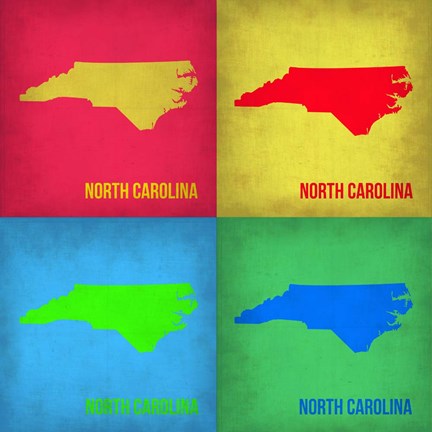 Framed North Carolina Pop Art Map 1 Print