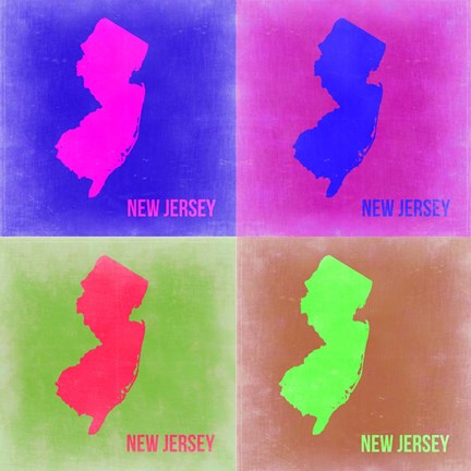 Framed New Jersey Pop Art Map 2 Print