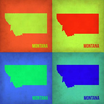 Framed Montana Pop Art Map 1 Print