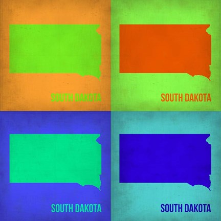 Framed South Dakota Pop Art Map 1 Print