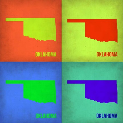 Framed Oklahoma Pop Art Map 1 Print