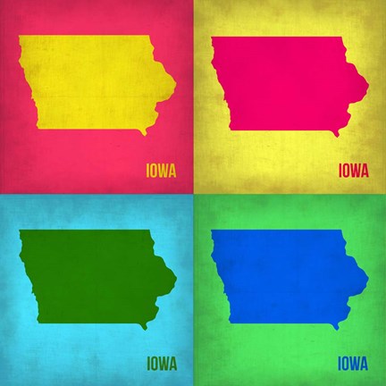 Framed Iowa Pop Art Map 1 Print