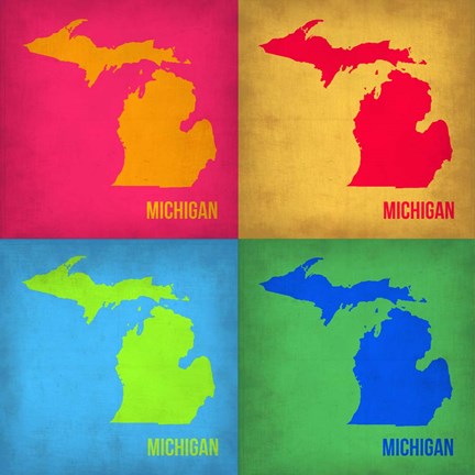 Framed Michigan Pop Art Map 1 Print