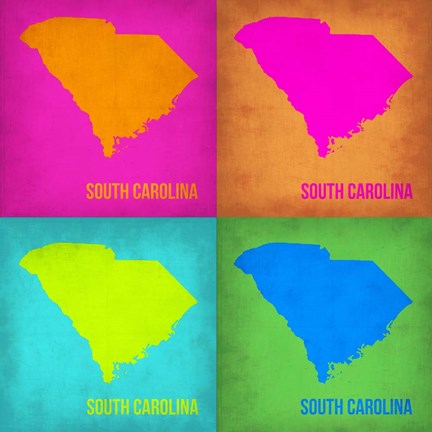 Framed South Carolina Pop Art Map 1 Print