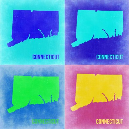 Framed Connecticut Pop Art Map 2 Print