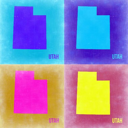 Framed Utah Pop Art Map 2 Print
