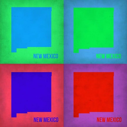 Framed New Mexico Pop Art Map 1 Print