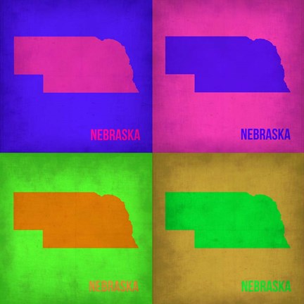 Framed Nebraska Pop Art Map 1 Print