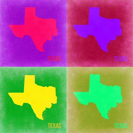 Framed Texas Pop Art Map 2 Print