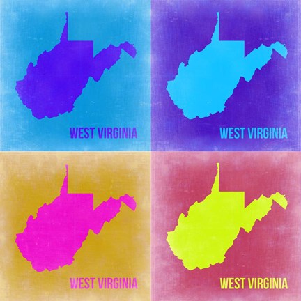 Framed West Virginia Pop Art Map 2 Print