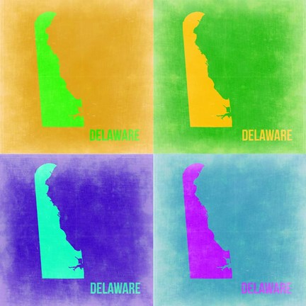 Framed Delaware Pop Art Map 2 Print