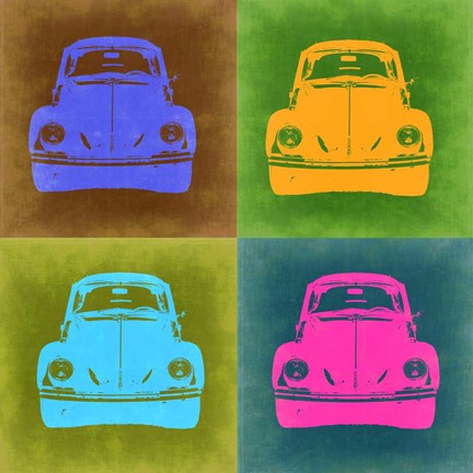 Framed VW Beetle Front Pop Art 2 Print