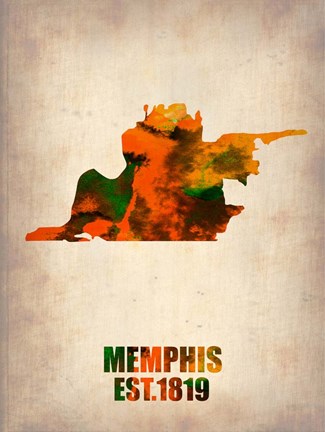 Framed Memphis Watercolor Map Print