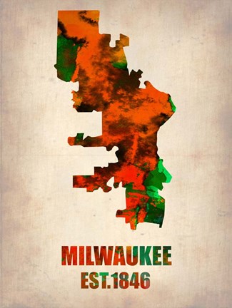 Framed Milwaukee  Watercolor Map Print