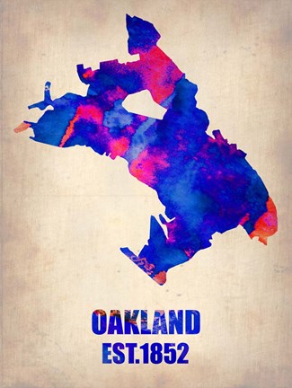 Framed Oakland Watercolor Map Print