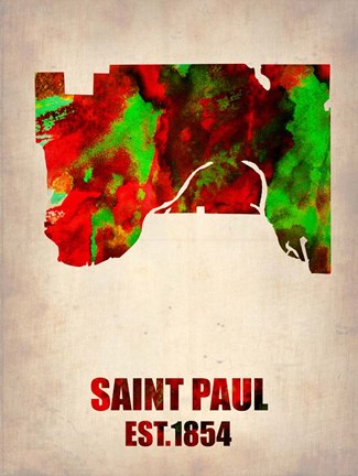 Framed Saint Paul Watercolor Map Print