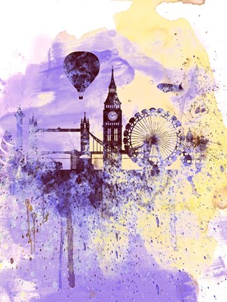 Framed London Watercolor Skyline Print