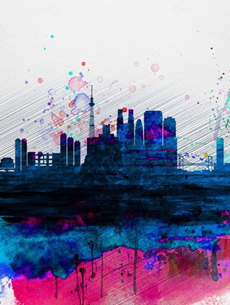 Framed Tokyo Watercolor Skyline Print