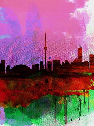 Framed Toronto Watercolor Skyline Print