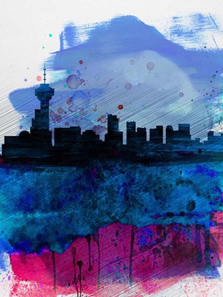 Framed Vancouver Watercolor Skyline Print