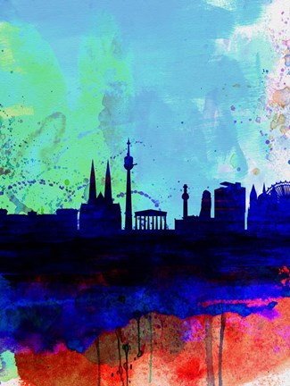 Framed Vienna Watercolor Skyline Print