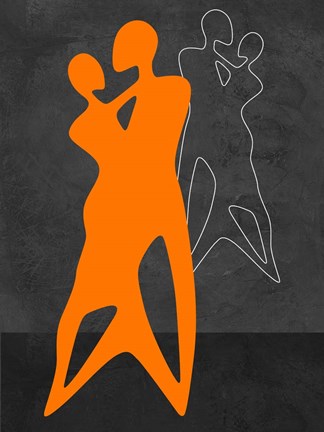 Framed Orange Couple Dancing Print
