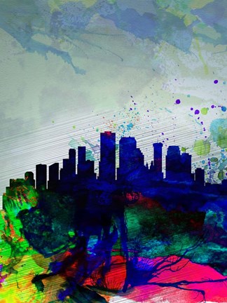 Framed New Orleans Watercolor Skyline Print
