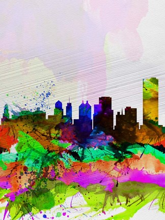 Framed Buffalo Watercolor Skyline Print