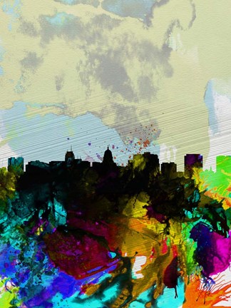 Framed Madison Watercolor Skyline Print