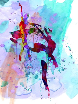 Framed Two Ballerinas Watercolor 1 Print