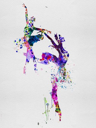 Framed Two Ballerinas Dance Watercolor Print