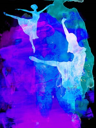 Framed Two Ballerinas Watercolor 3 Print