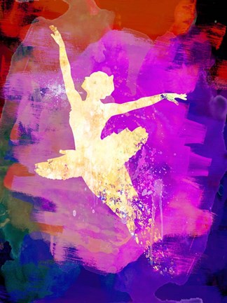 Framed Flying Ballerina Watercolor 2 Print