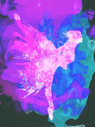 Framed Ballerina on Stage Watercolor 1 Print