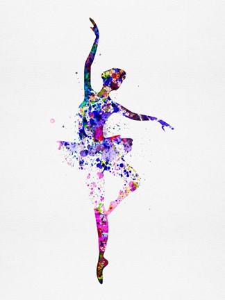 Framed Ballerina Dancing Watercolor 2 Print