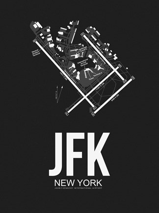 Framed JFK New York Airport Black Print