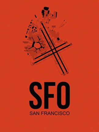 Framed SFO San Francisco Airport Orange Print