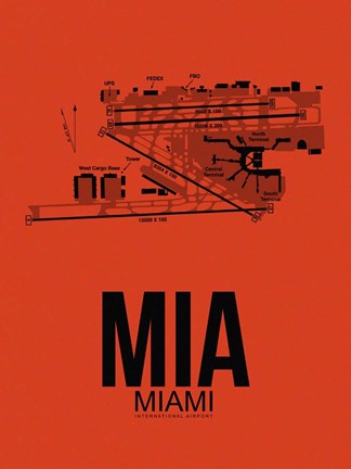 Framed MIA Miami Airport Orange Print