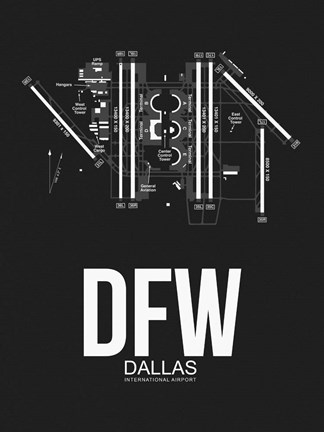 Framed DFW Dallas Airport Black Print