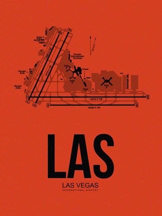 Framed LAS Las Vegas Airport Orange Print