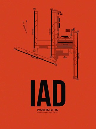 Framed IAD Washington Airport Orange Print