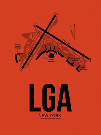 Framed LGA New York Airport Orange Print