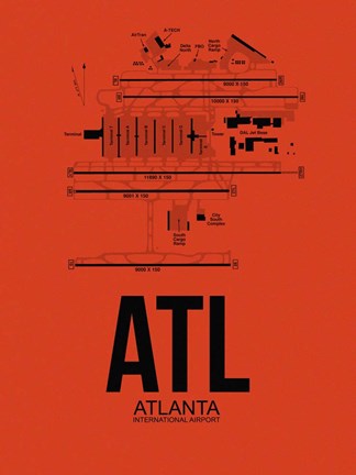 Framed ATL Atlanta Airport Orange Print
