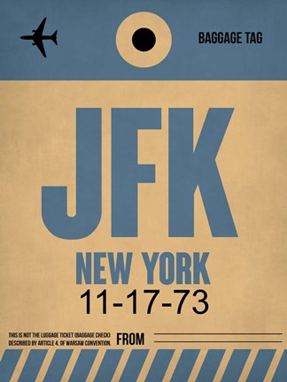 Framed JFK New York Luggage Tag 2 Print