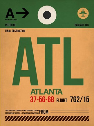 Framed ATL Atlanta Luggage Tag 1 Print