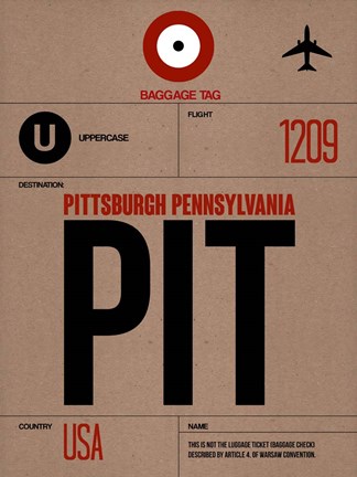 Framed PIT Pittsburgh Luggage Tag 1 Print